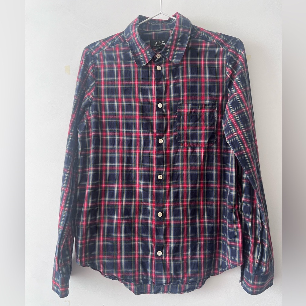 A.P.C. Blouse long sleeve shirt plaid size 38